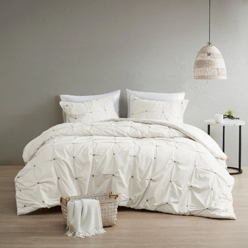 INK+IVY Masie 3 Piece Elastic Embroidered Cotton Comforter Set