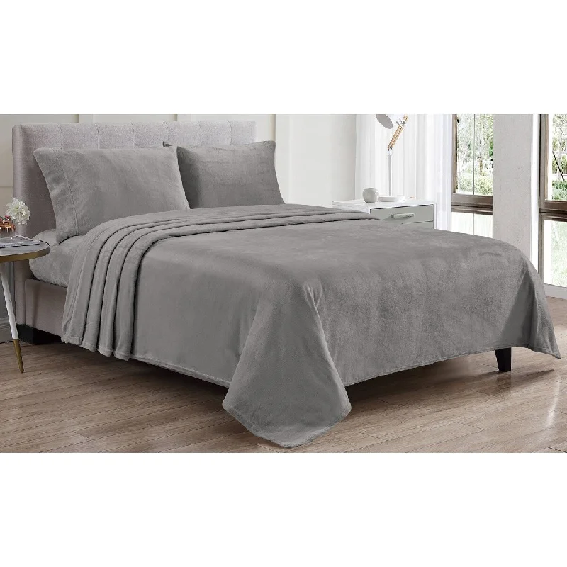 Kansas 4pc Microplush Sheet Set - Dark Gray - Queen