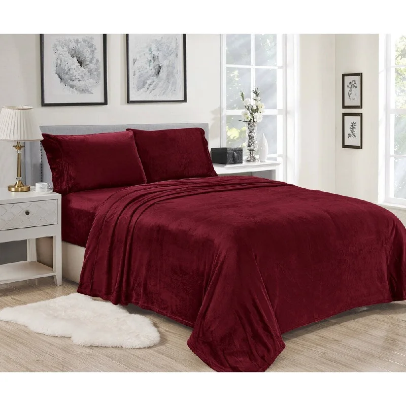 Lavana Microplush Sheet Sets Full Burgundy