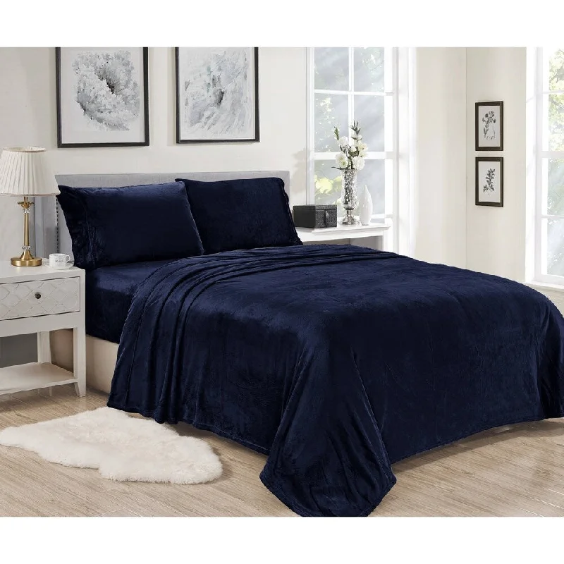 Lavana Microplush Sheet Sets Queen Navy