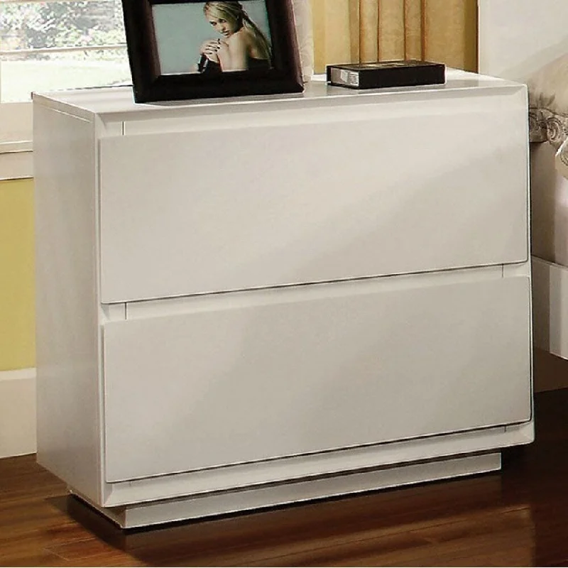 Leeroy Contemporary Nightstand, White Finish