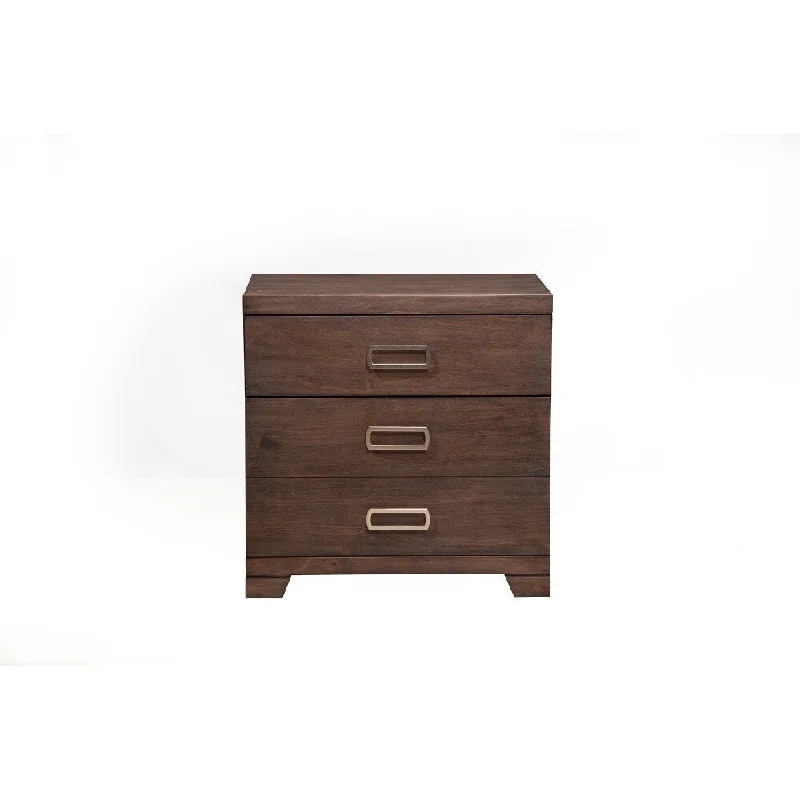 Mahogany And Okoume Wood 3 Drawer Nightstand, Brown