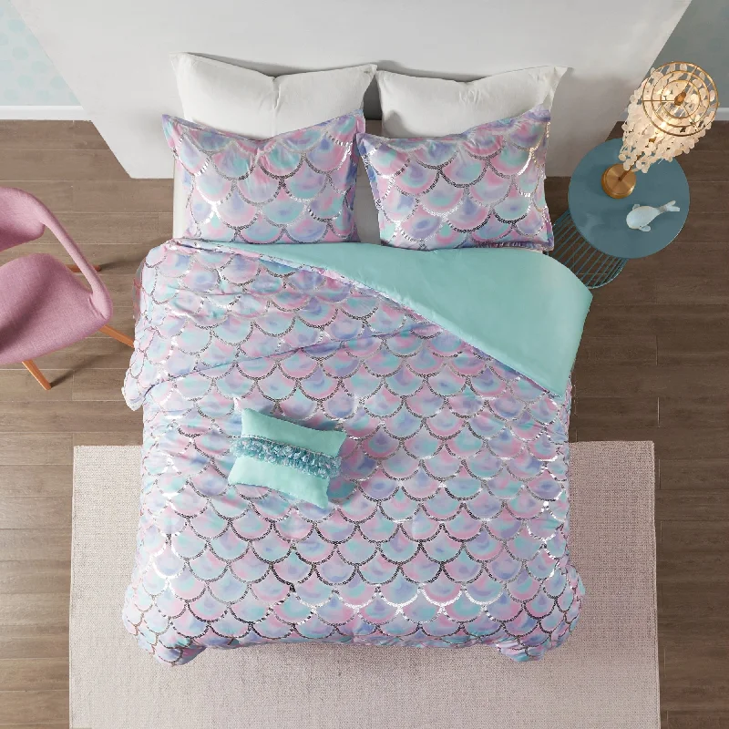 Mi Zone Phoebe Metallic Printed Reversible Duvet Cover Set