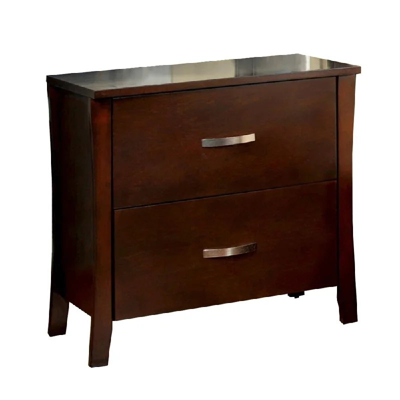 Midland Contemporary Nightstand, Brown Cherry