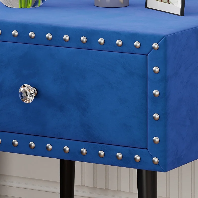 Modern Nightstands Set of 2 with Drawer and Crystal Handle