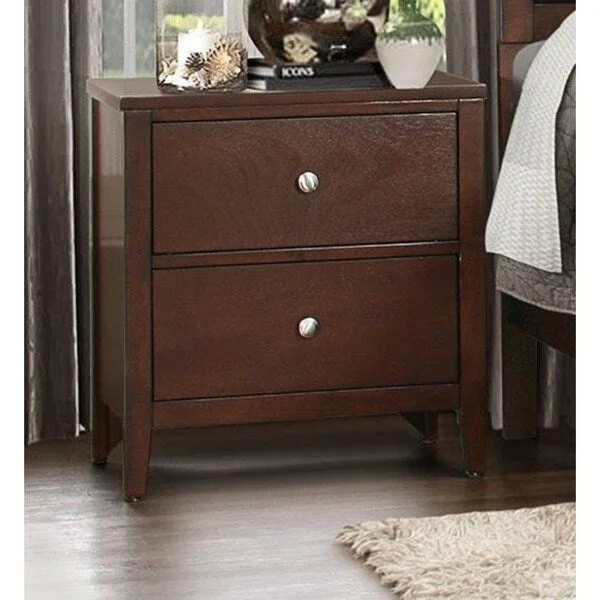 Night Stand With 2 Drawers In Wood Cherry Brown