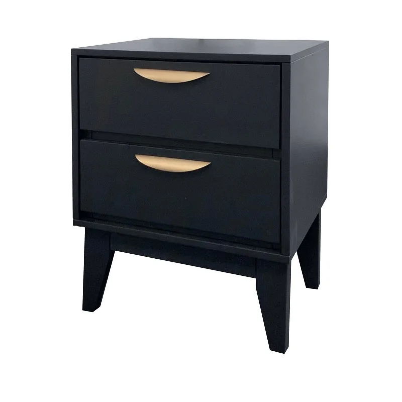 Nightstand with 2 Drawers and Wooden Frame, Black