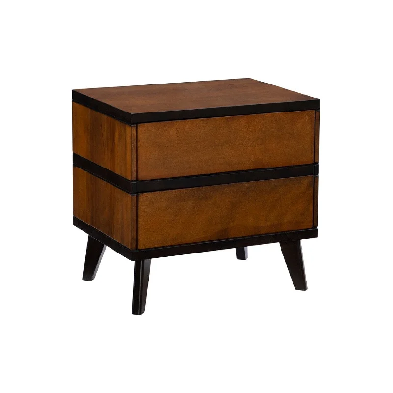 Nightstand with 2 Drawers and Wooden Frame, Brown