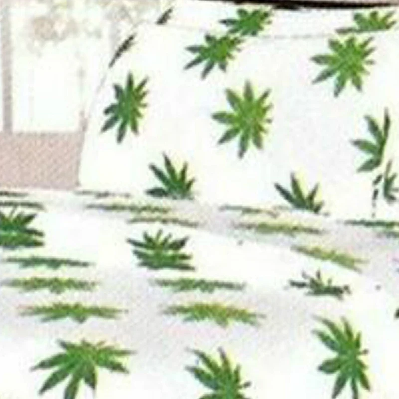 Premium Microfiber 6 Pcs CalKing Sheet Set Marijuana Leaf Print White