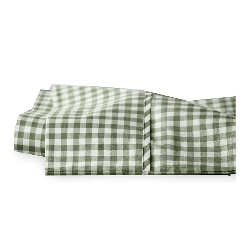 Queen Gingham Cotton Percale Sheet Set - Sage