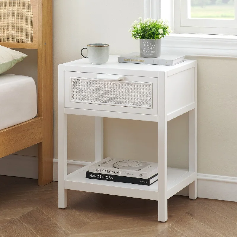 Rattan Nightstand with Drawers