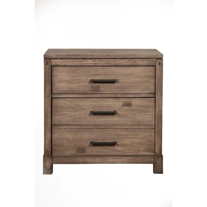 Rustically Designed Nightstand with 3 Drawers Brown