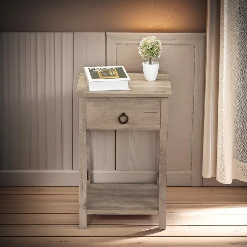 Set of 2 Farmhouse Wood Nightstand