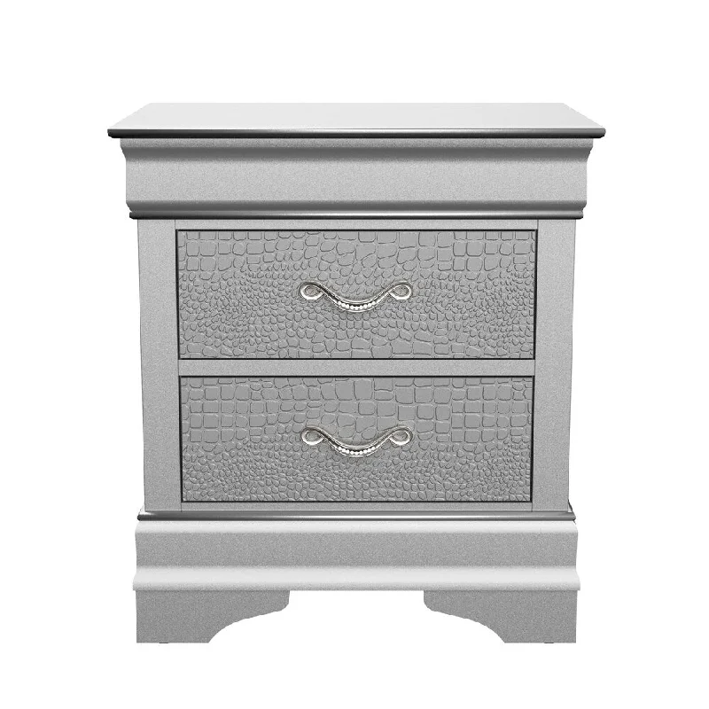 Silver Orchid Aslan Silver Nightstand