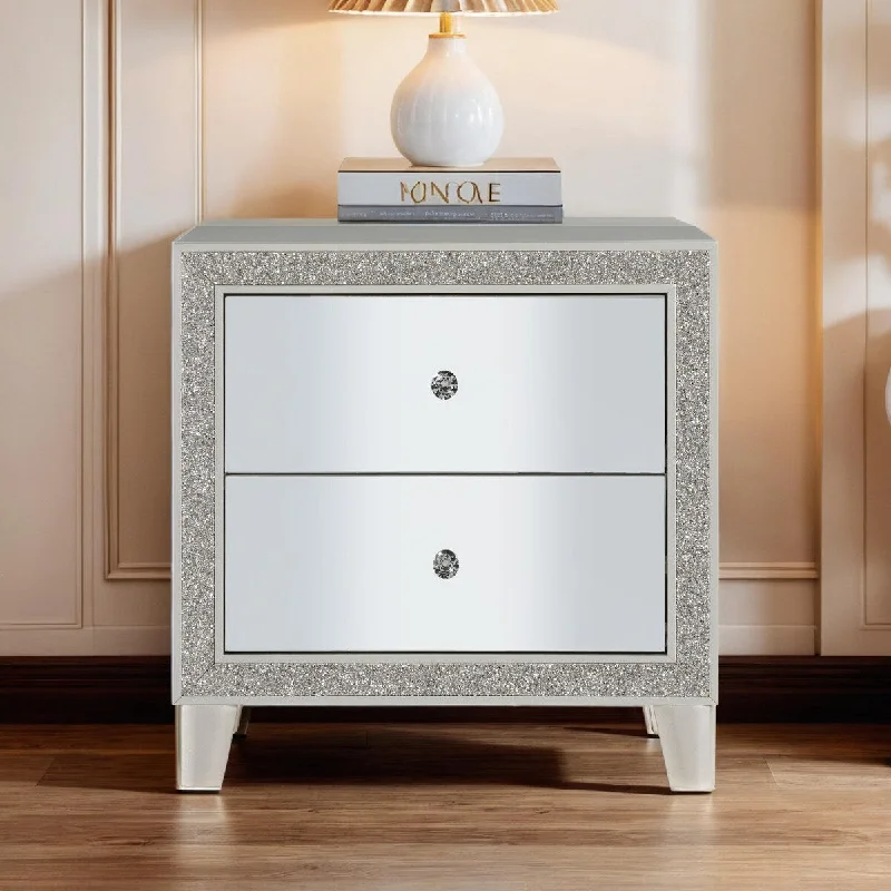 Sliverfluff Nightstand, Mirrored & Champagne Finish