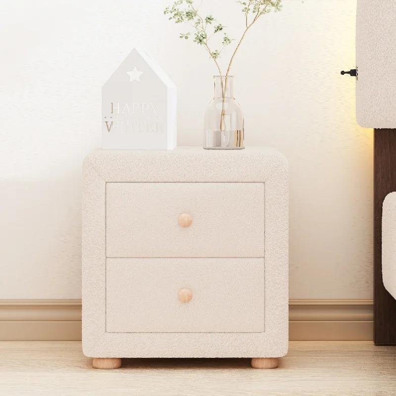 Teddy Fleece Nightstand with 2 Drawers