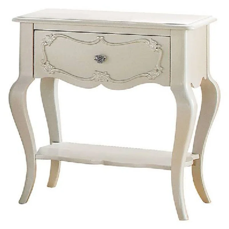 Traditional Pinewood Nightstand With 1 Drawer In Pearl White Perfect For Your Little Princess Easy to Assemble