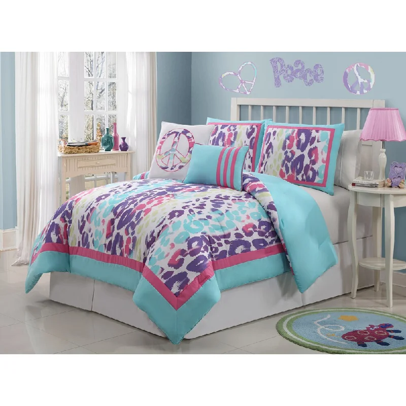 VCNY Ashley Animal Print Peace Sign 6-piece Comforter Set