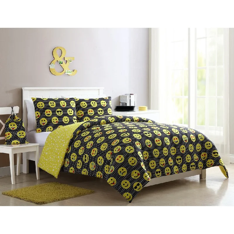 VCNY Home Facey Emoji Reversible Comforter Set