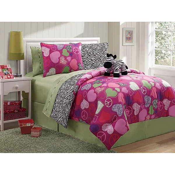 VCNY Zebra Reversible 4-piece Full-size Comforter Set - Pink