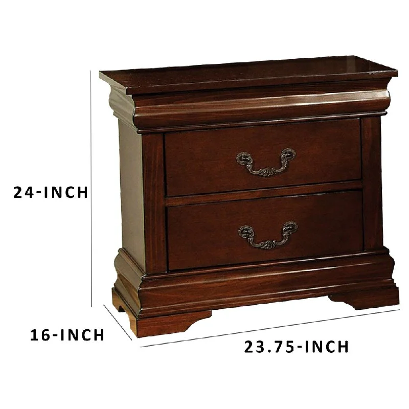 Velda II Traditional Style Nightstand, Cherry Finish