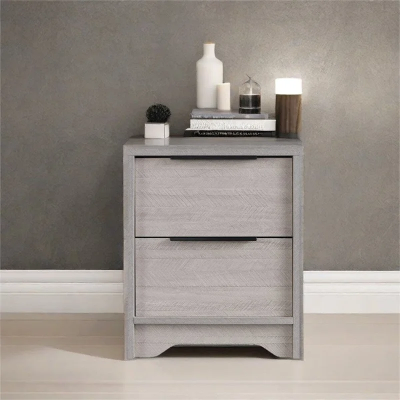 Wooden Nightstand with 2 drawers