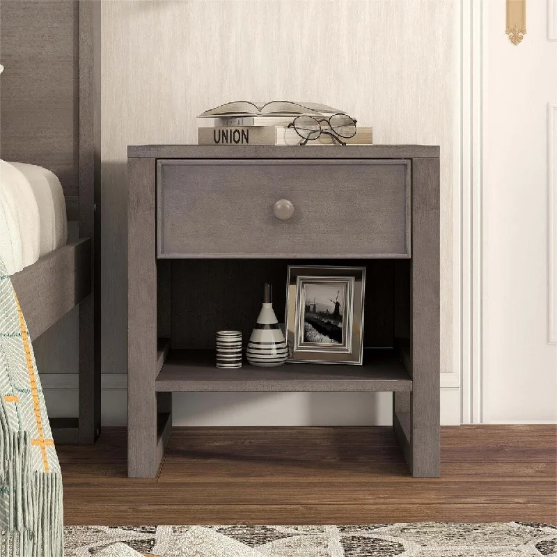 Wooden Nightstand with a Drawer