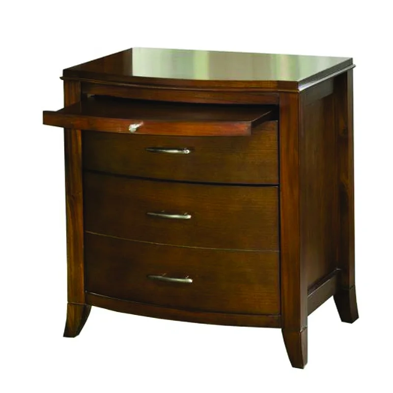 Wooden Nightstand with Three Drawers and One Pull Out Tray, Brown