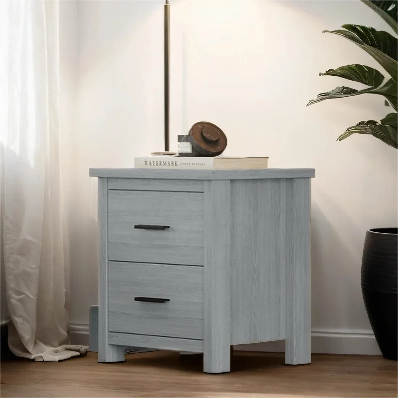 Wooden Nightstand with two Drawer, Large Storage Space