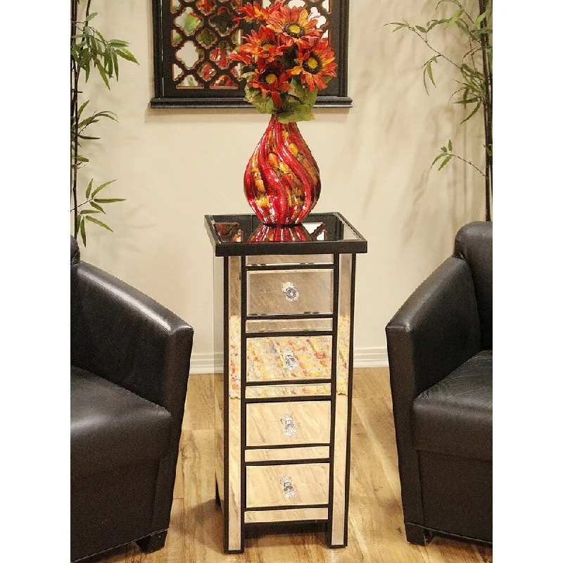 Heather Ann 4-drawer Tall Mirrored Chest