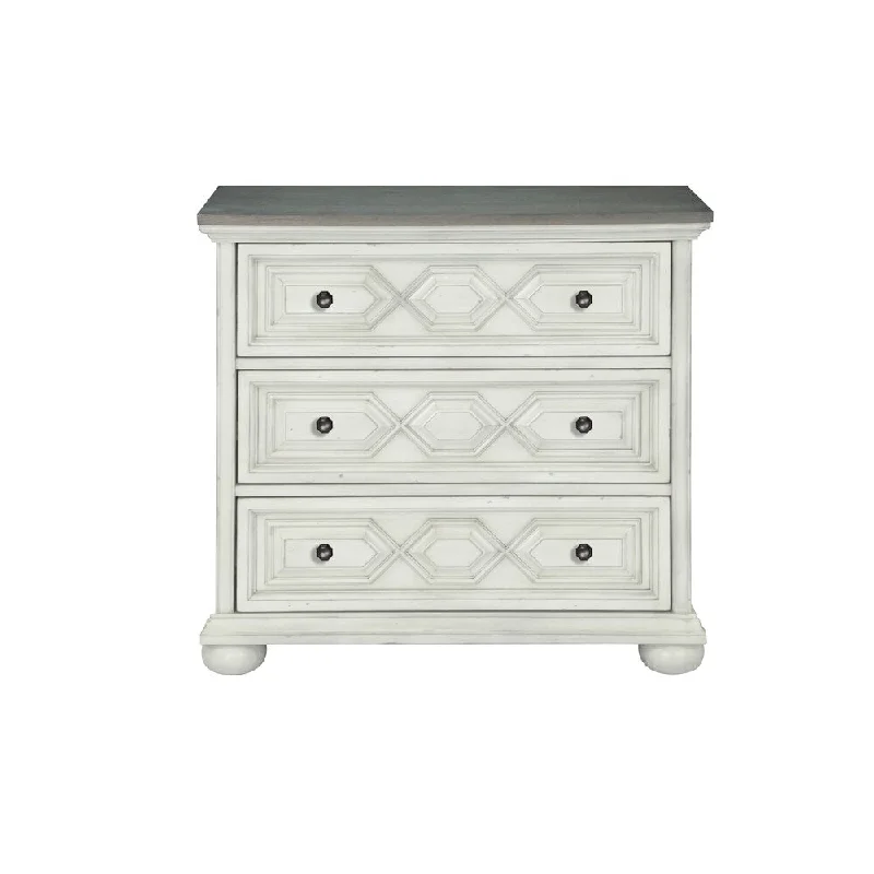 Magnussen Home Furnishings Hancock Park Vintage White and Weathered Oak Wood 3-drawer Bachelor's Chest