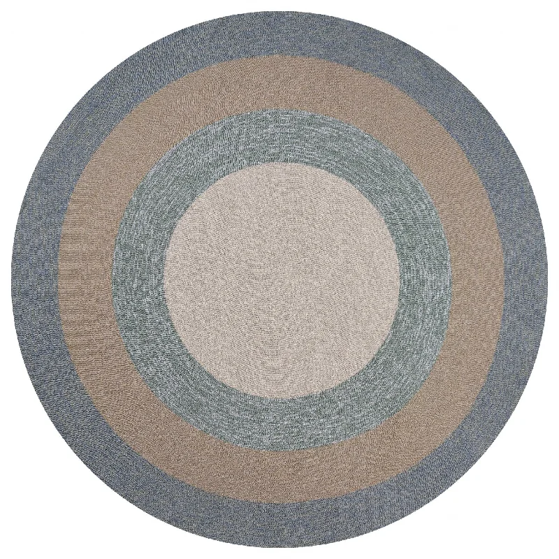 3' X 5' Spa Hand Hooked UV Treated Bordered Indoor / Outdoor Area Rug - Blue Beige