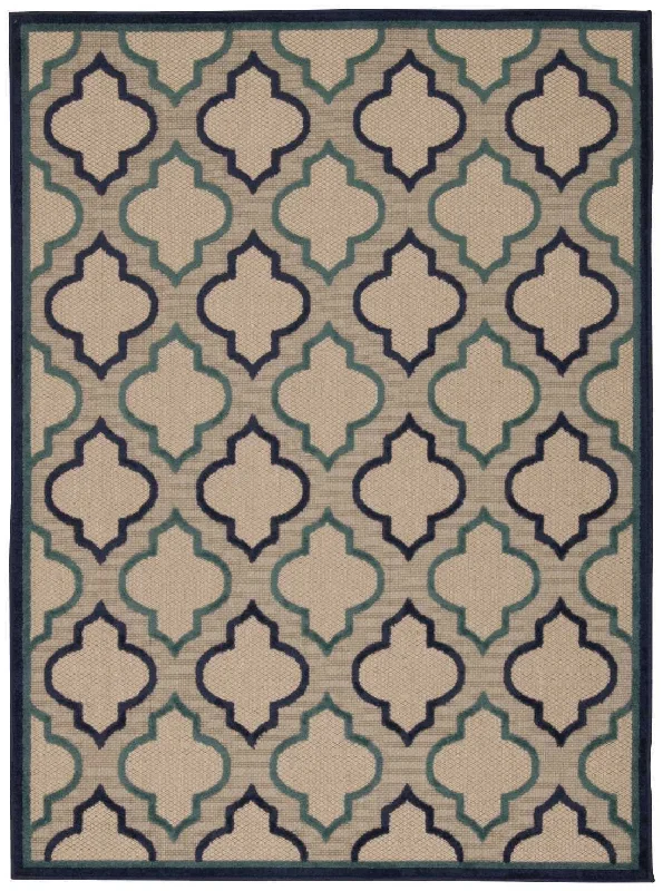 5' X 8' Indoor / Outdoor Area Rug - Blue / Ivory