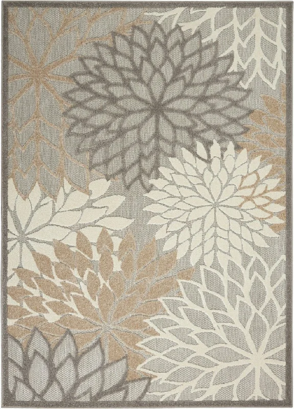 5' X 8' Outdoor / Indoor Area Rug - Gray / Ivory