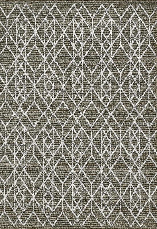 7' X 9' Machine Woven UV Treated Geometric Indoor / Outdoor Area Rug - Gray