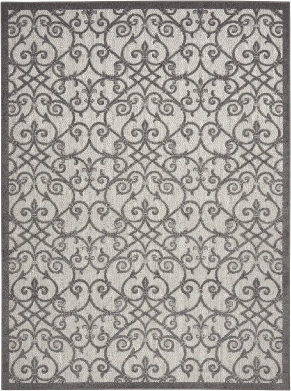 8' X 11' Floral Indoor Outdoor Area Rug - Gray