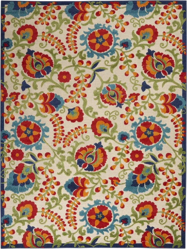 8' X 11' Floral Indoor / Outdoor Area Rug - Multicolor