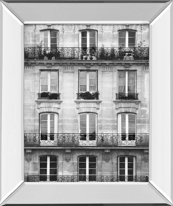 Across The Street Il By Laura Marshall - Mirror Framed Print Wall Art - White