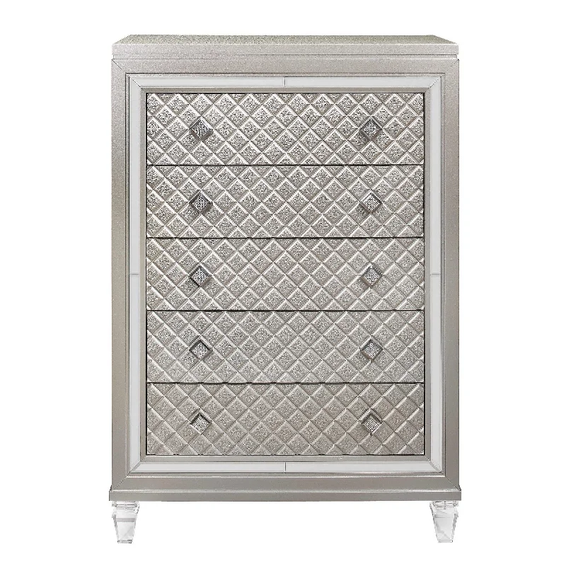 Chest With Tapered Acrylic Legs And 5 Drawers - Champagne