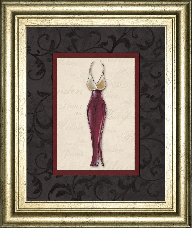 Fashion Dress Il By Susan Osbourne Framed Print Wall Art - Red