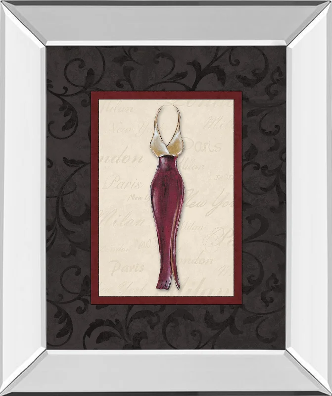 Fashion Dress Il By Susan Osbourne Mirror Framed Print Wall Art - Red