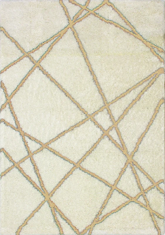 Finesse 7'10" X 10'6" Lines Crossing Shag Rug - Cream Beige Area Rug