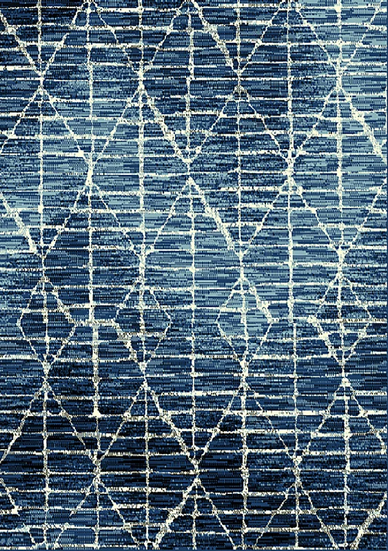 Fiona 4'7'' X 6'7'' Geometric Rug - Blue White  Area Rug