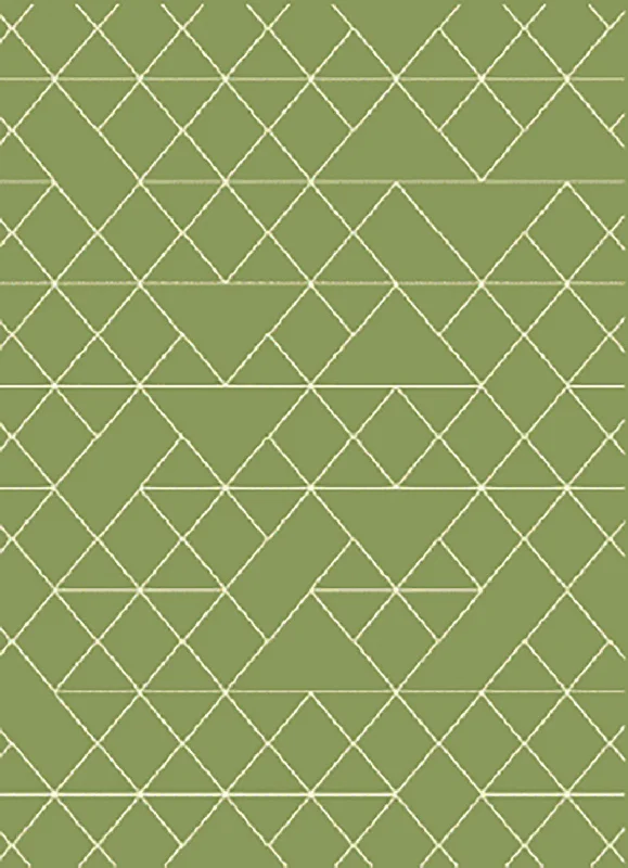 Fiona 4'7'' X 6'7'' Geometric Rug - Green Cream Area Rug