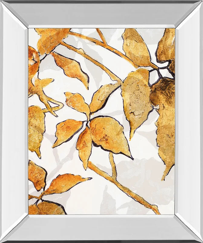 Gold Shadows I By Patricia Pinto - Mirror Framed Print Wall Art - Dark Brown