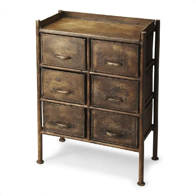 Metal Six Drawer Chest - Bronze