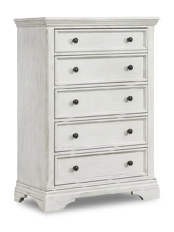 Olivia 5 Drawer Chest - Brushed White