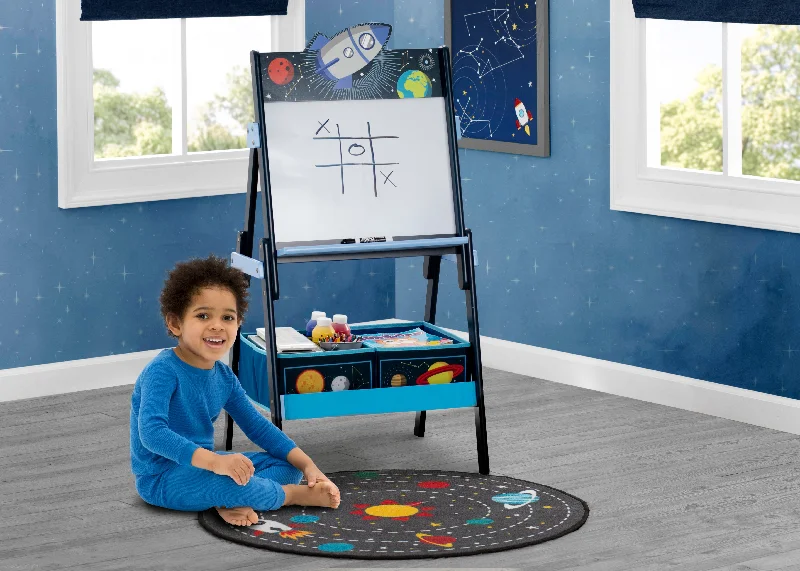 Outer Space Round Area Rug for Kids, 39-Inch