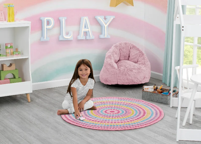 Rainbow Dot Round Area Rug for Kids, 39-Inch