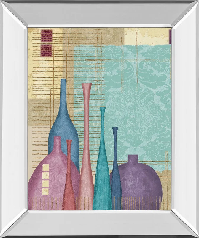 Raku I By Linda Wood - Mirror Framed Print Wall Art - Purple